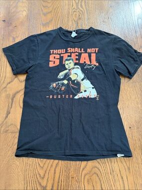 Buster Posey 'Thou Shall Not Steal' T-Shirt - Black boys size large, 11-12
